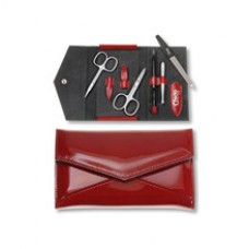Luxurious 5-Piece Manicure in Fire 5 Red Leatherette Case